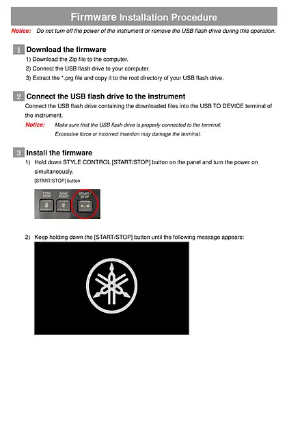 yamaha雅马哈Firmware Installation Guide for CVP-809_809GP_805
